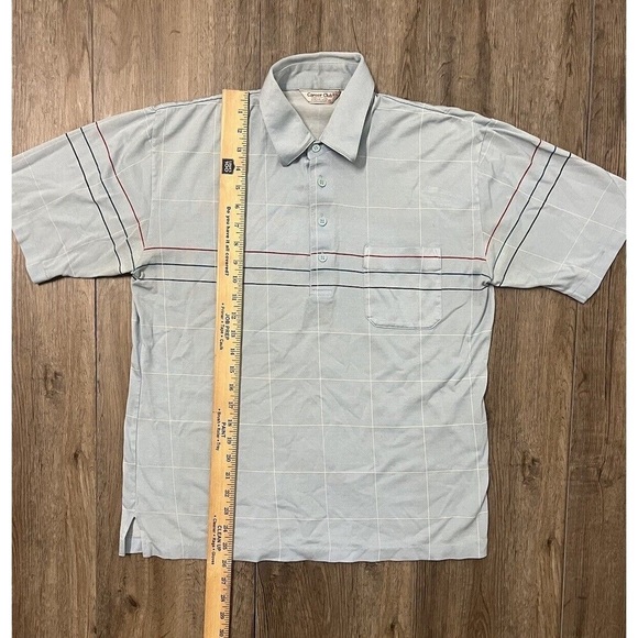 Career Club Vintage Polo Shirt Mens L Retro Skater Light Blue Made Korea 70s 80s - Picture 4 of 7